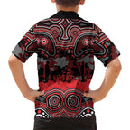 ANZAC Day St George Illawarra Dragons Family Matching Short Sleeve Bodycon Dress and Hawaiian Shirt Military Memorial Aboriginal Indigenous Art