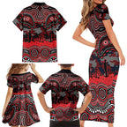 ANZAC Day St George Illawarra Dragons Family Matching Short Sleeve Bodycon Dress and Hawaiian Shirt Military Memorial Aboriginal Indigenous Art