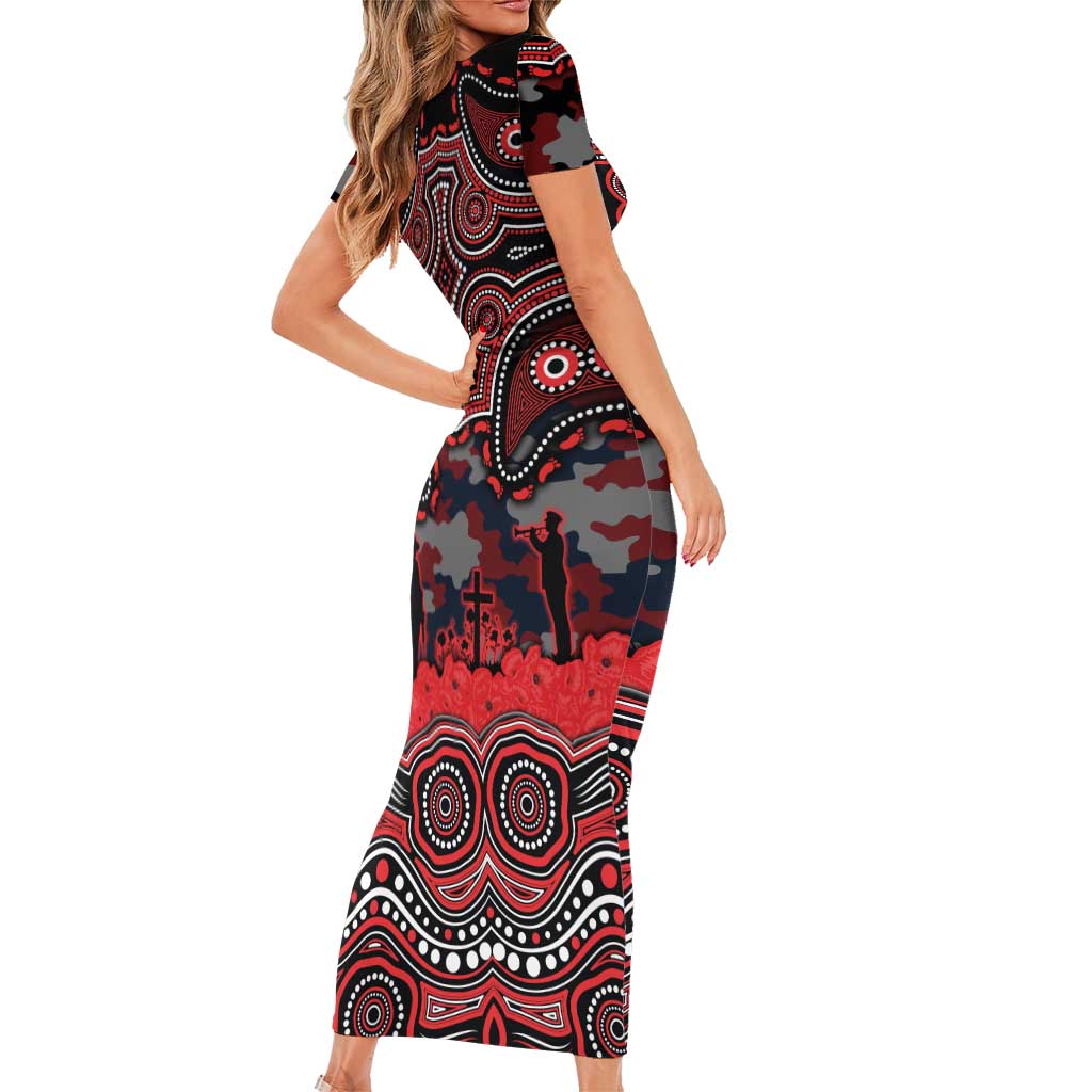 ANZAC Day St George Illawarra Dragons Family Matching Short Sleeve Bodycon Dress and Hawaiian Shirt Military Memorial Aboriginal Indigenous Art