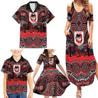 ANZAC Day St George Illawarra Dragons Family Matching Summer Maxi Dress and Hawaiian Shirt Military Memorial Aboriginal Indigenous Art