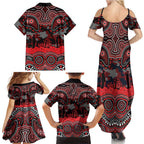 ANZAC Day St George Illawarra Dragons Family Matching Summer Maxi Dress and Hawaiian Shirt Military Memorial Aboriginal Indigenous Art
