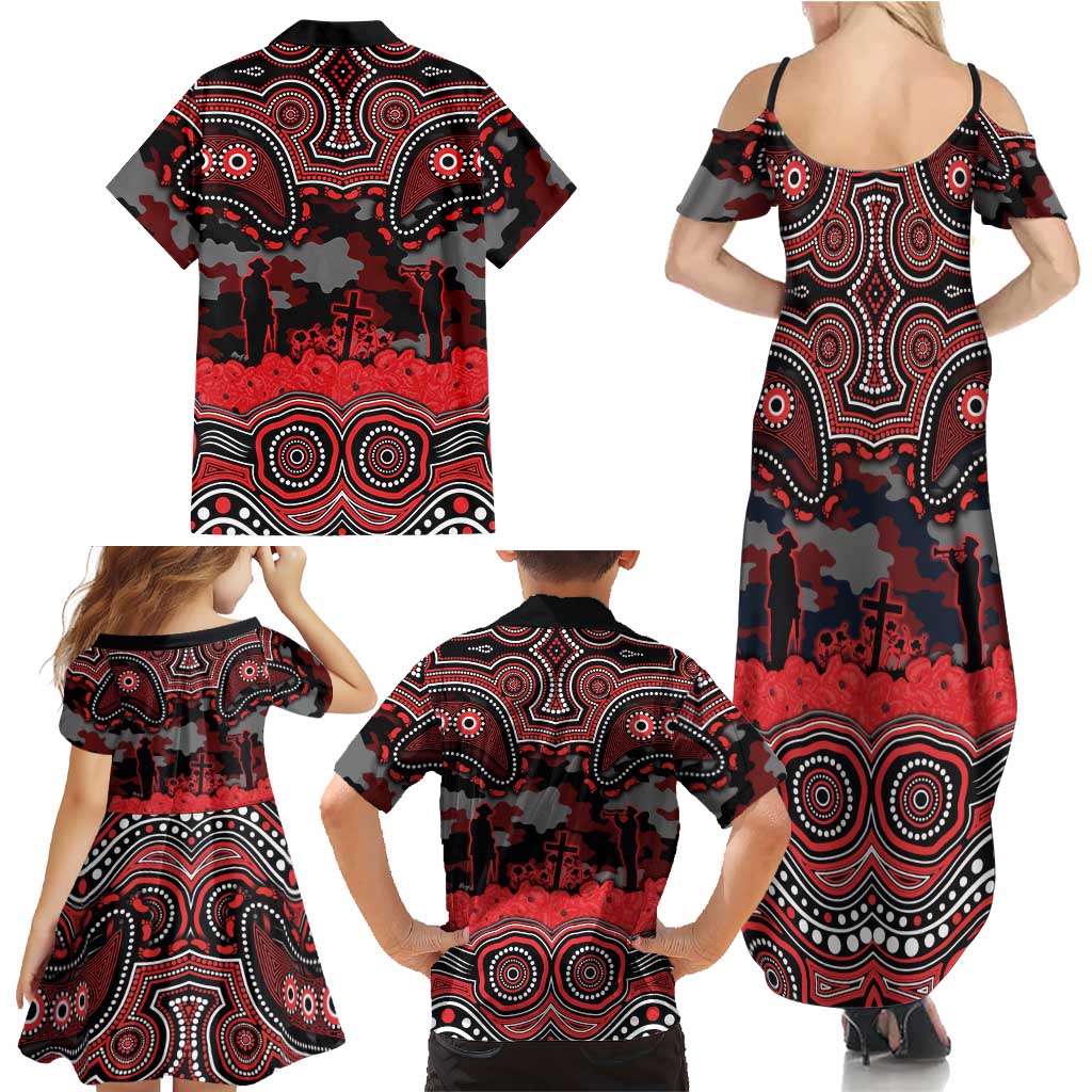 ANZAC Day St George Illawarra Dragons Family Matching Summer Maxi Dress and Hawaiian Shirt Military Memorial Aboriginal Indigenous Art
