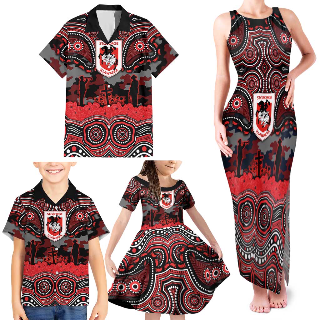 ANZAC Day St George Illawarra Dragons Family Matching Tank Maxi Dress and Hawaiian Shirt Military Memorial Aboriginal Indigenous Art