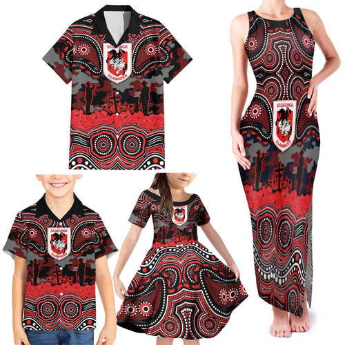 ANZAC Day St George Illawarra Dragons Family Matching Tank Maxi Dress and Hawaiian Shirt Military Memorial Aboriginal Indigenous Art
