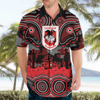 ANZAC Day St George Illawarra Dragons Hawaiian Shirt Military Memorial Aboriginal Indigenous Art