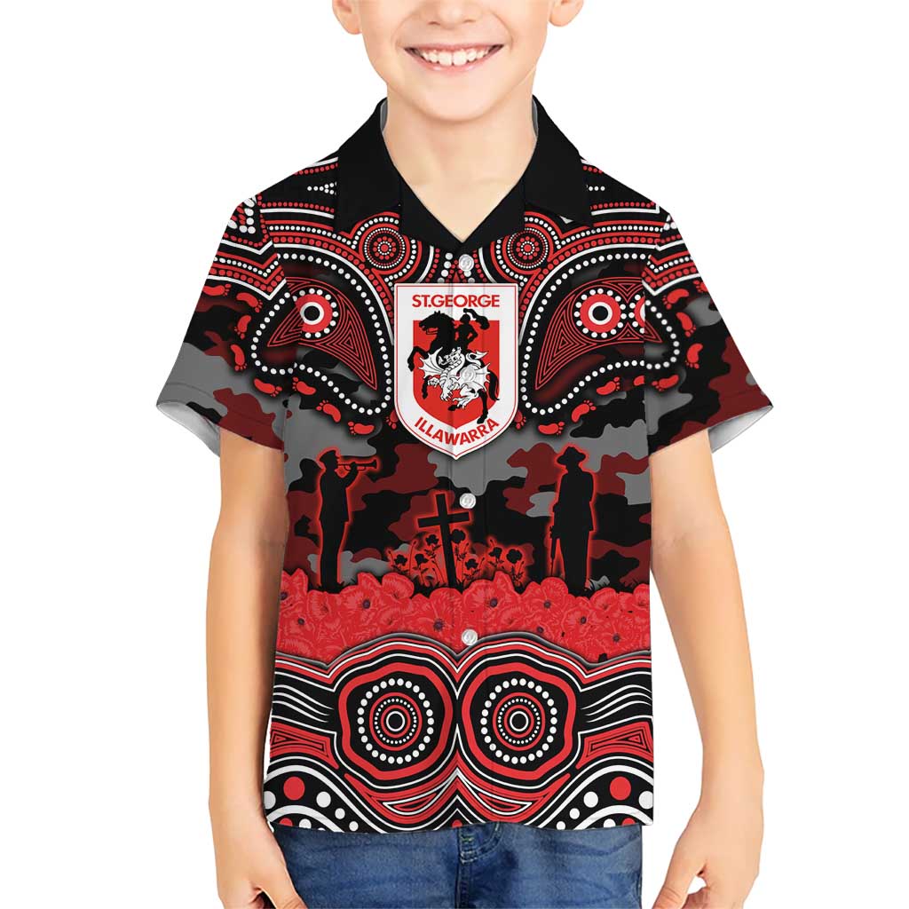 ANZAC Day St George Illawarra Dragons Hawaiian Shirt Military Memorial Aboriginal Indigenous Art