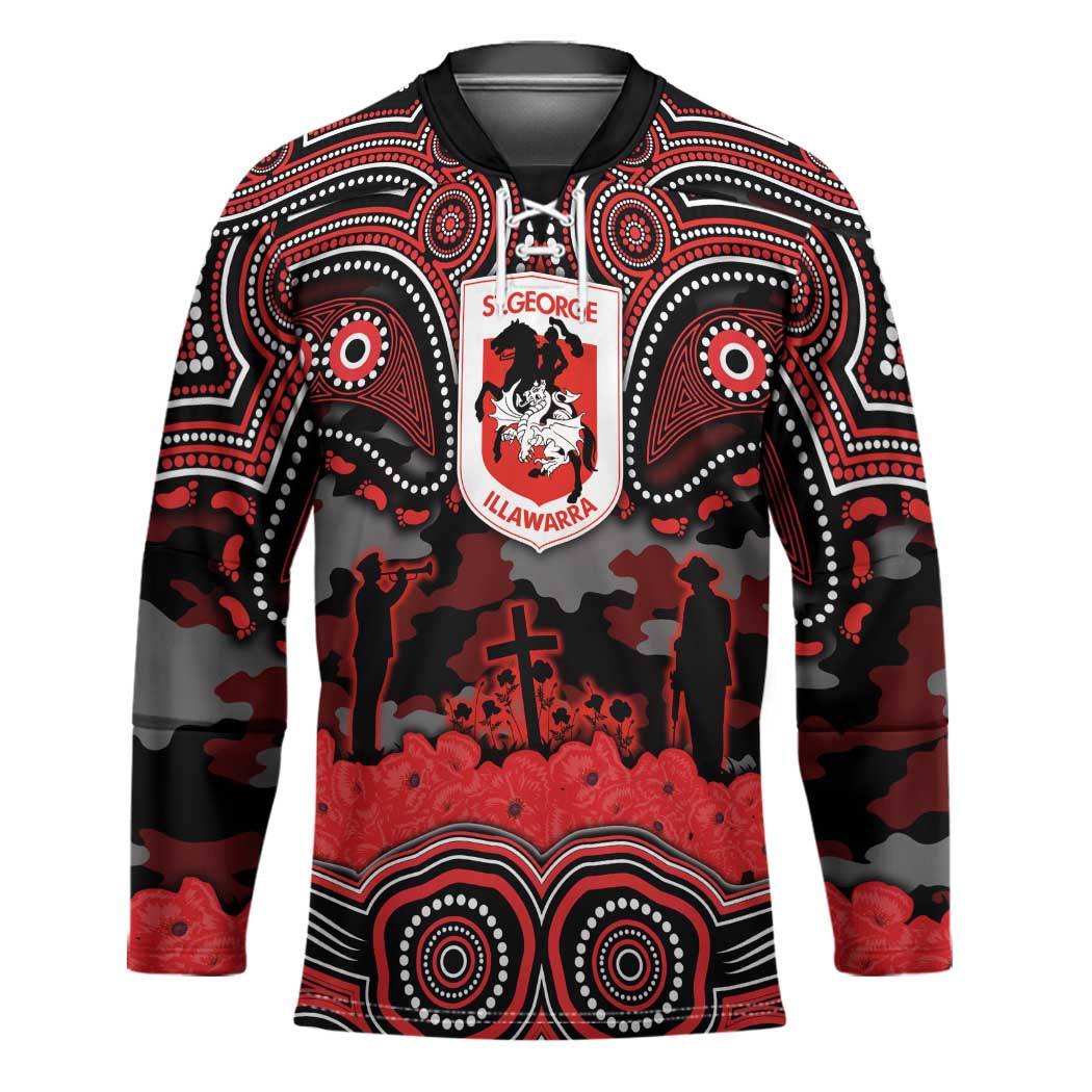 ANZAC Day St George Illawarra Dragons Hockey Jersey Military Memorial Aboriginal Indigenous Art