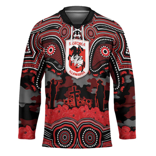 ANZAC Day St George Illawarra Dragons Hockey Jersey Military Memorial Aboriginal Indigenous Art