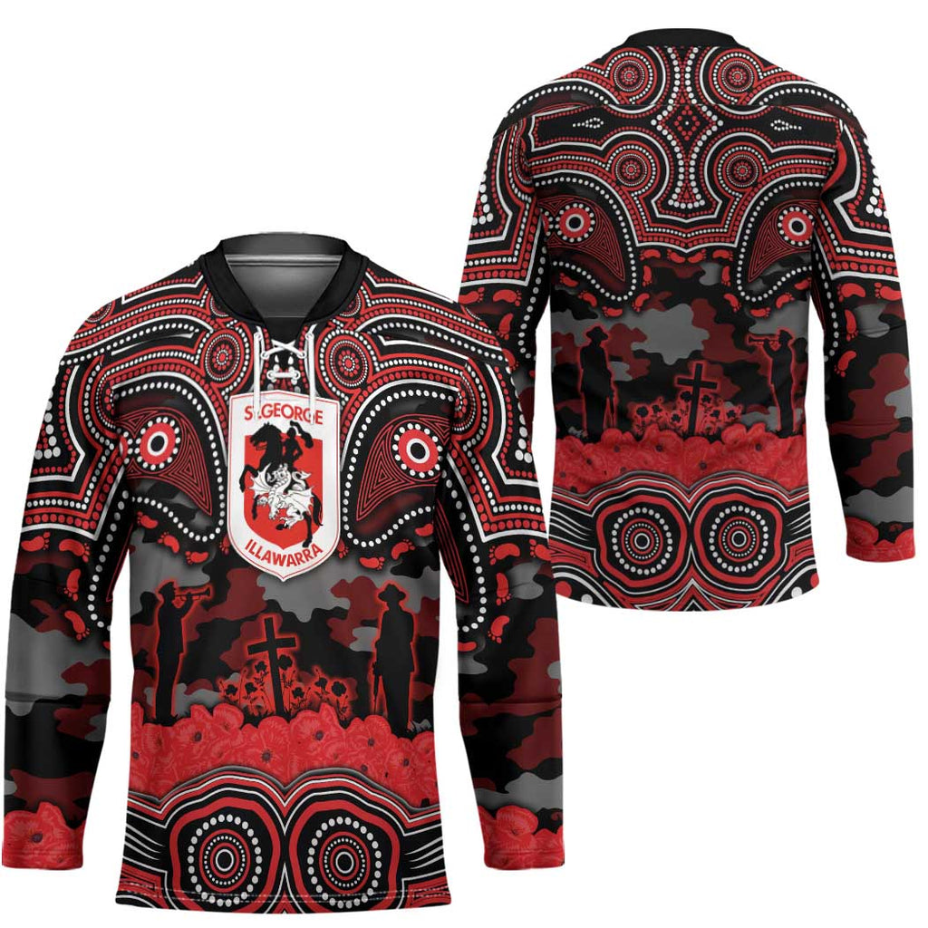 ANZAC Day St George Illawarra Dragons Hockey Jersey Military Memorial Aboriginal Indigenous Art
