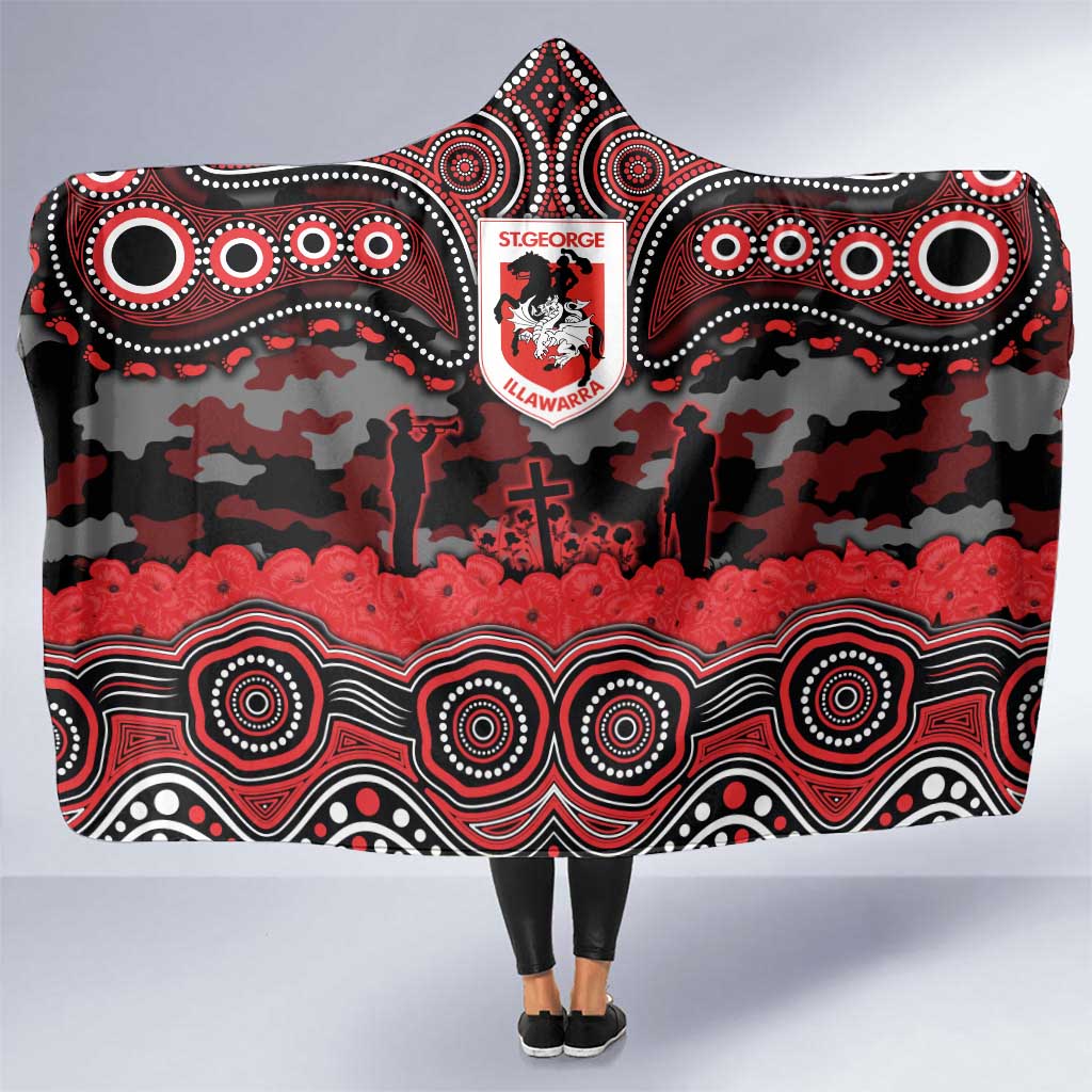 ANZAC Day St George Illawarra Dragons Hooded Blanket Military Memorial Aboriginal Indigenous Art