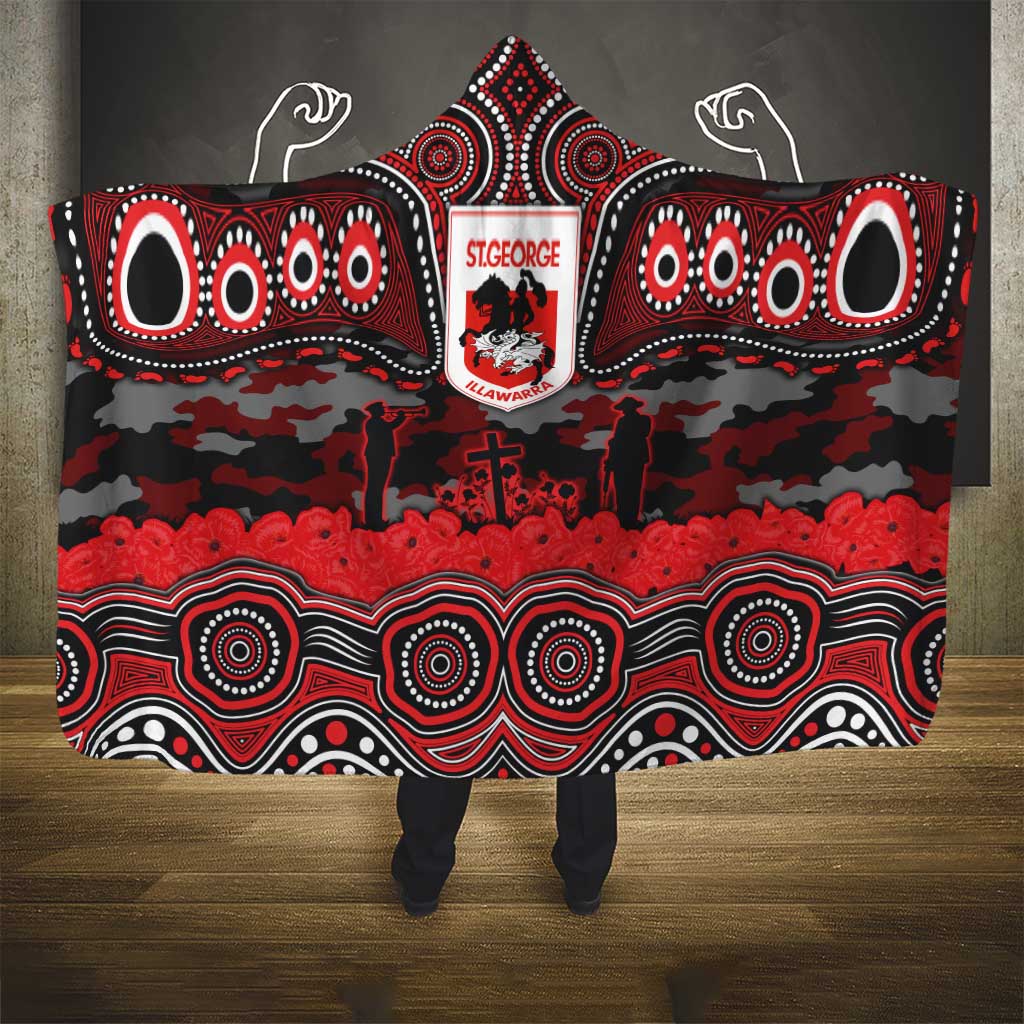 ANZAC Day St George Illawarra Dragons Hooded Blanket Military Memorial Aboriginal Indigenous Art