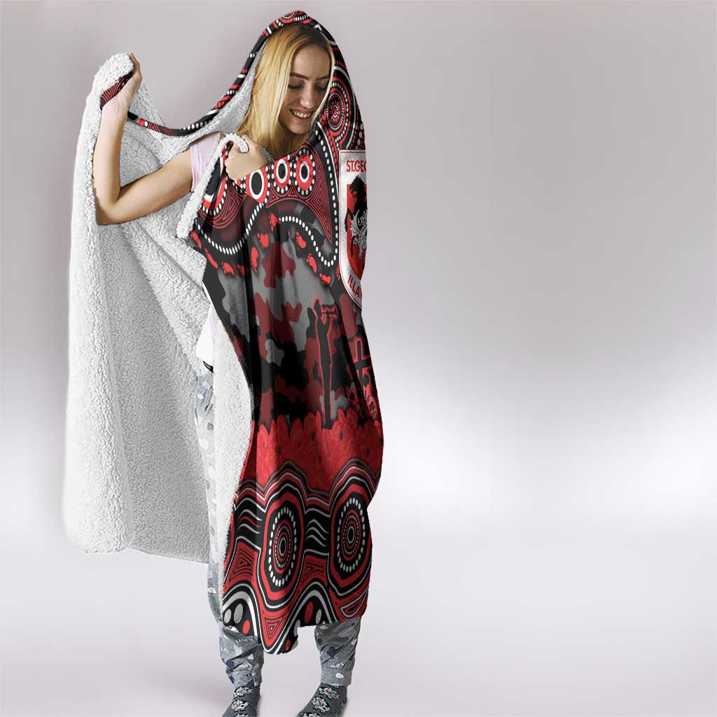 ANZAC Day St George Illawarra Dragons Hooded Blanket Military Memorial Aboriginal Indigenous Art