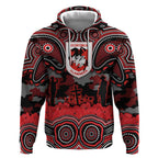 ANZAC Day St George Illawarra Dragons Hoodie Military Memorial Aboriginal Indigenous Art