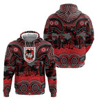 ANZAC Day St George Illawarra Dragons Hoodie Military Memorial Aboriginal Indigenous Art