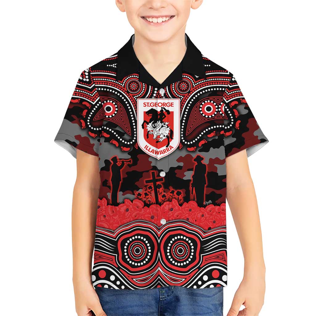 ANZAC Day St George Illawarra Dragons Kid Hawaiian Shirt Military Memorial Aboriginal Indigenous Art