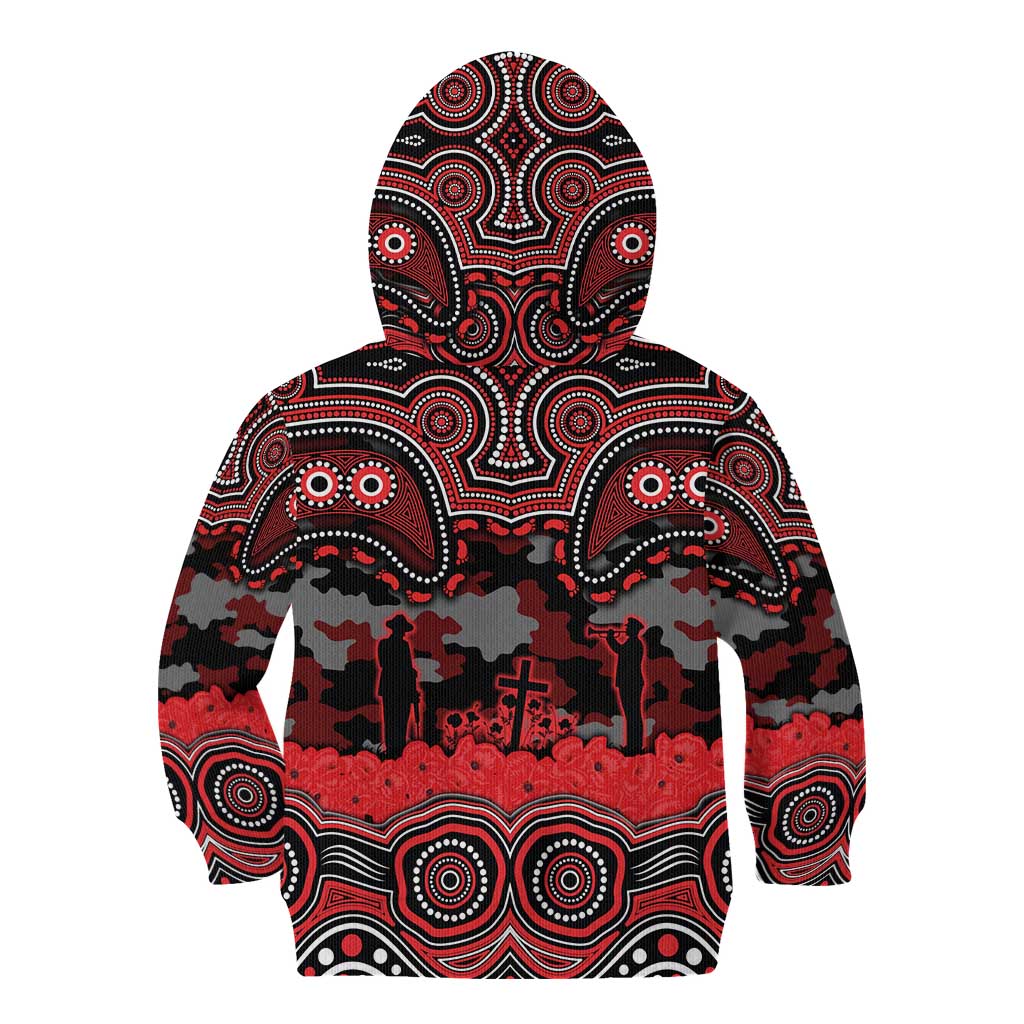 ANZAC Day St George Illawarra Dragons Kid Hoodie Military Memorial Aboriginal Indigenous Art