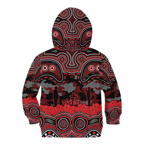 ANZAC Day St George Illawarra Dragons Kid Hoodie Military Memorial Aboriginal Indigenous Art