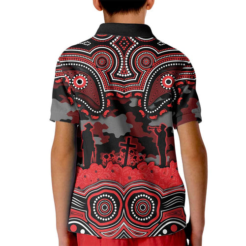ANZAC Day St George Illawarra Dragons Kid Polo Shirt Military Memorial Aboriginal Indigenous Art
