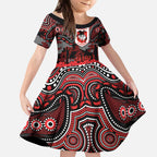 ANZAC Day St George Illawarra Dragons Kid Short Sleeve Dress Military Memorial Aboriginal Indigenous Art