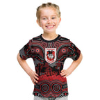 ANZAC Day St George Illawarra Dragons Kid T Shirt Military Memorial Aboriginal Indigenous Art