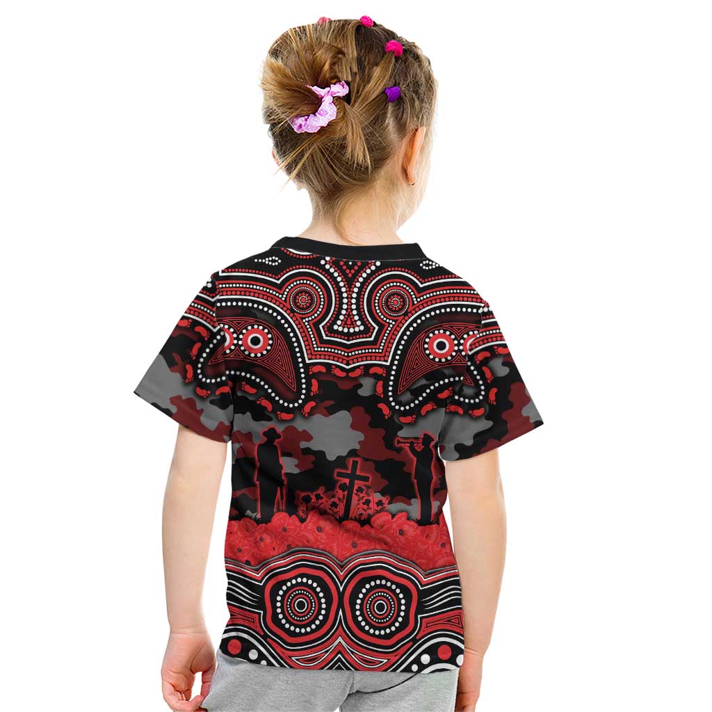 ANZAC Day St George Illawarra Dragons Kid T Shirt Military Memorial Aboriginal Indigenous Art