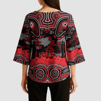 ANZAC Day St George Illawarra Dragons Kimono Sleeve Blouse Military Memorial Aboriginal Indigenous Art