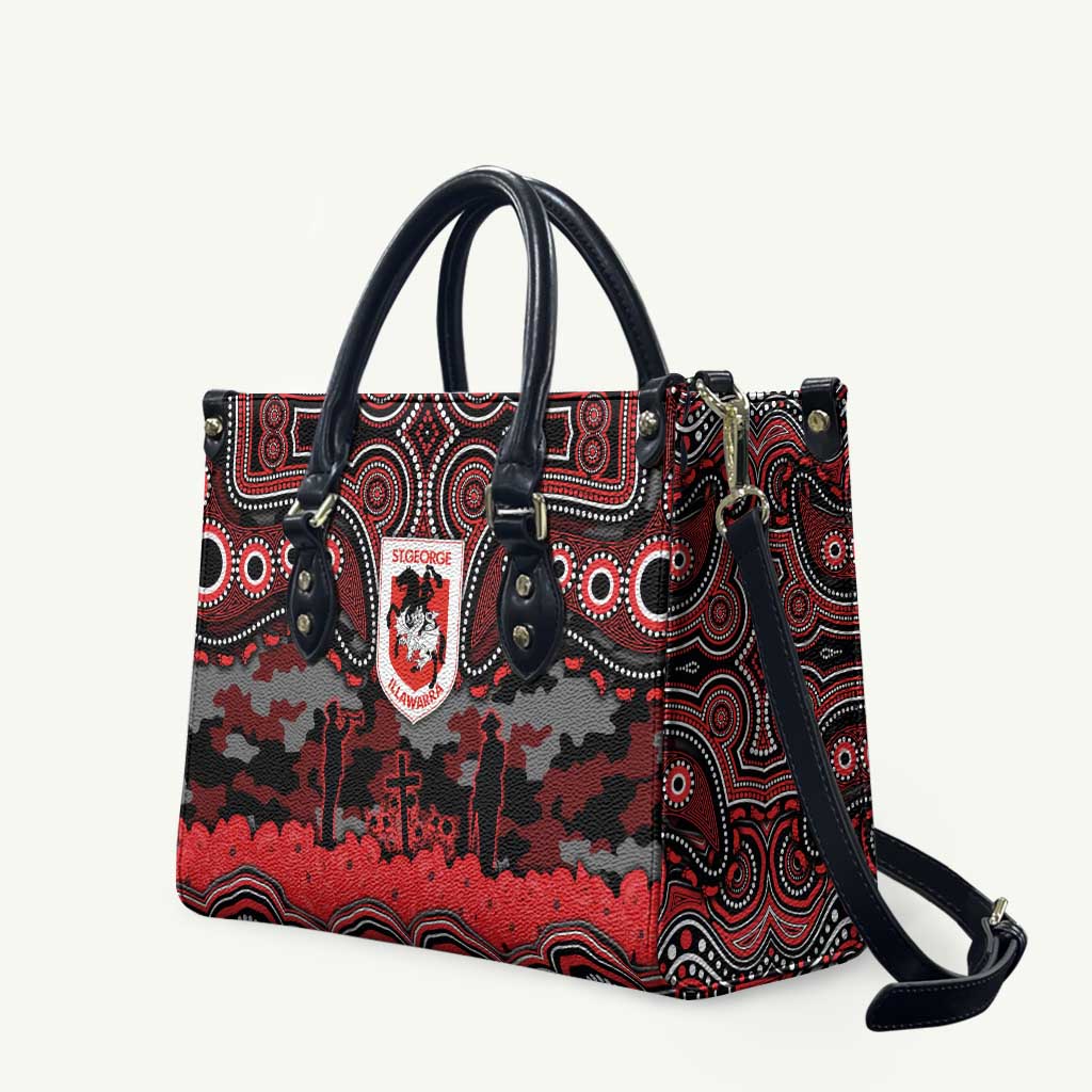 ANZAC Day St George Illawarra Dragons Leather Bag Military Memorial Aboriginal Indigenous Art