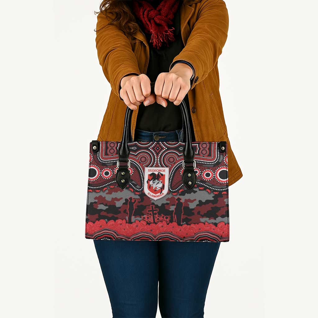 ANZAC Day St George Illawarra Dragons Leather Bag Military Memorial Aboriginal Indigenous Art