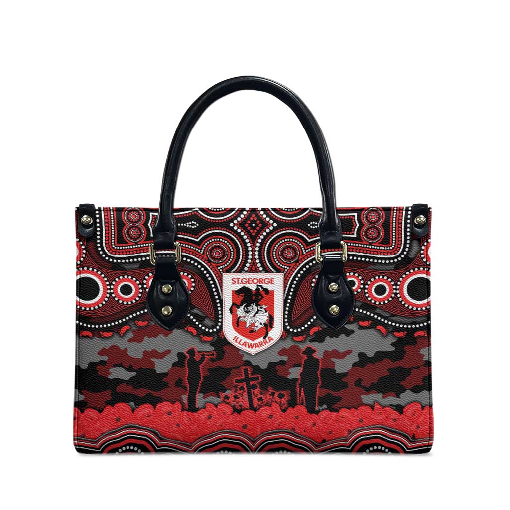 ANZAC Day St George Illawarra Dragons Leather Bag Military Memorial Aboriginal Indigenous Art