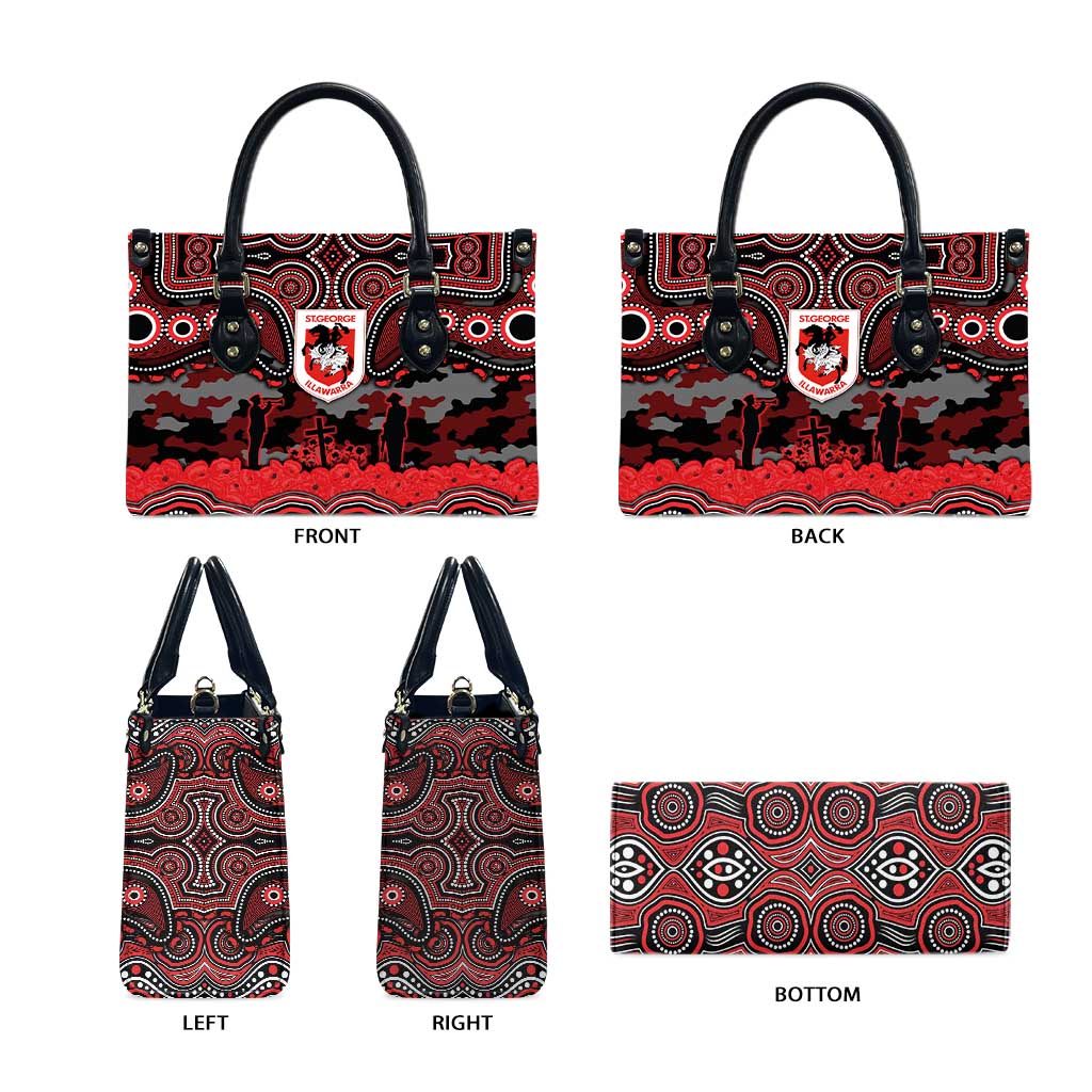 ANZAC Day St George Illawarra Dragons Leather Bag Military Memorial Aboriginal Indigenous Art