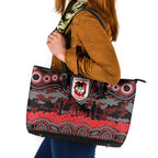 ANZAC Day St George Illawarra Dragons Leather Tote Bag Military Memorial Aboriginal Indigenous Art