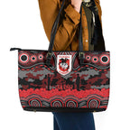 ANZAC Day St George Illawarra Dragons Leather Tote Bag Military Memorial Aboriginal Indigenous Art