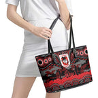 ANZAC Day St George Illawarra Dragons Leather Tote Bag Military Memorial Aboriginal Indigenous Art