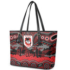 ANZAC Day St George Illawarra Dragons Leather Tote Bag Military Memorial Aboriginal Indigenous Art