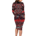 ANZAC Day St George Illawarra Dragons Long Sleeve Bodycon Dress Military Memorial Aboriginal Indigenous Art