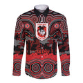 ANZAC Day St George Illawarra Dragons Long Sleeve Button Shirt Military Memorial Aboriginal Indigenous Art