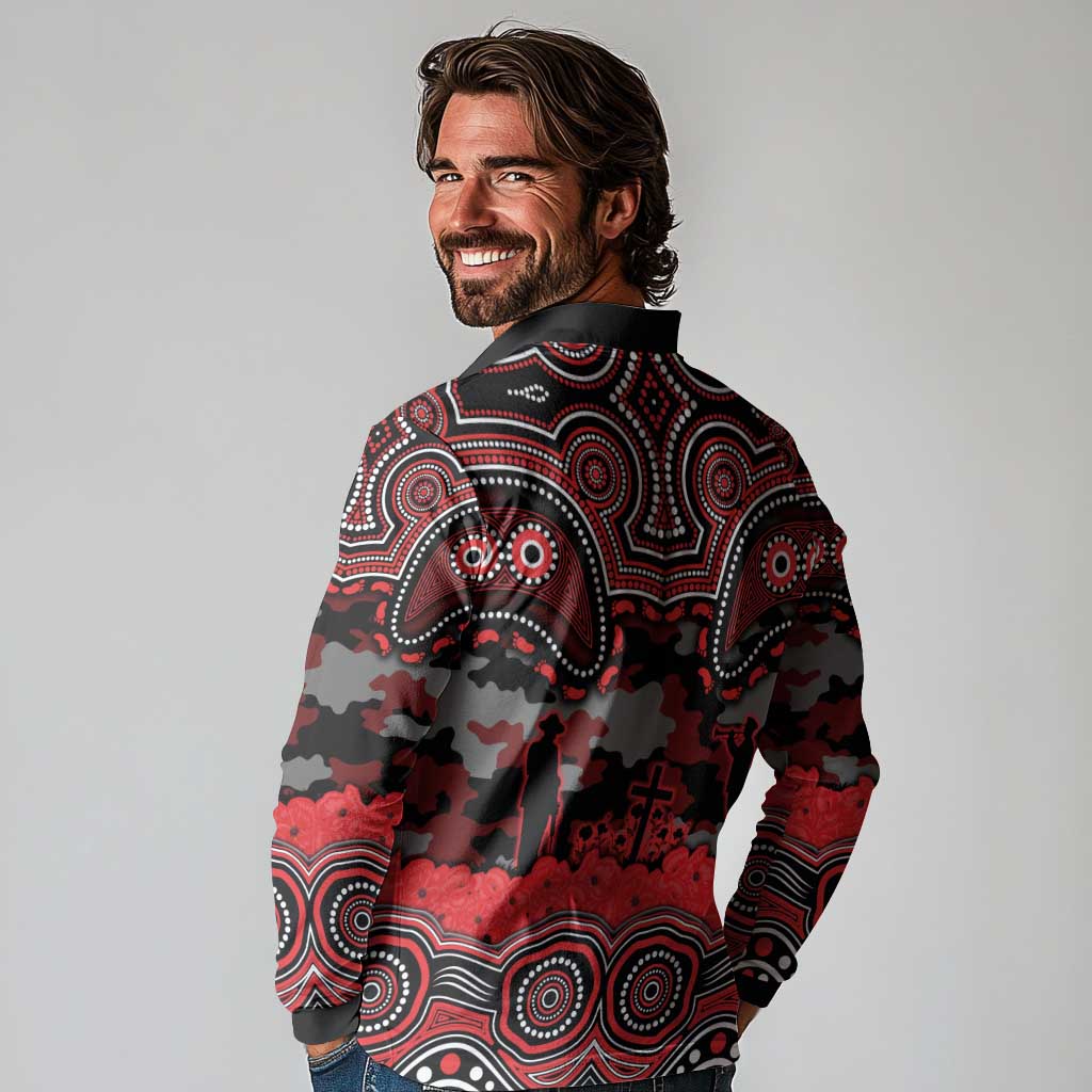 ANZAC Day St George Illawarra Dragons Long Sleeve Polo Shirt Military Memorial Aboriginal Indigenous Art