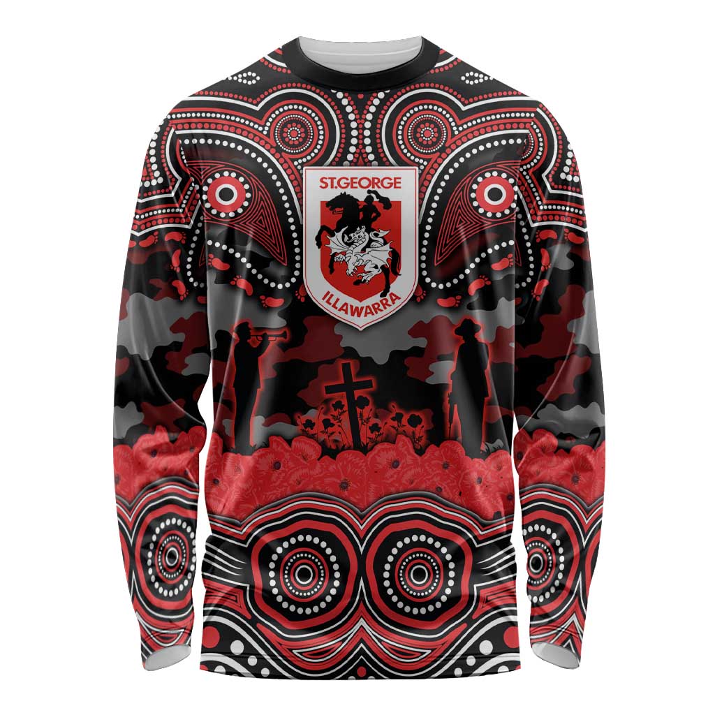 ANZAC Day St George Illawarra Dragons Long Sleeve Shirt Military Memorial Aboriginal Indigenous Art