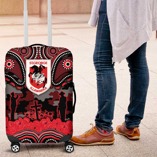 ANZAC Day St George Illawarra Dragons Luggage Cover Military Memorial Aboriginal Indigenous Art