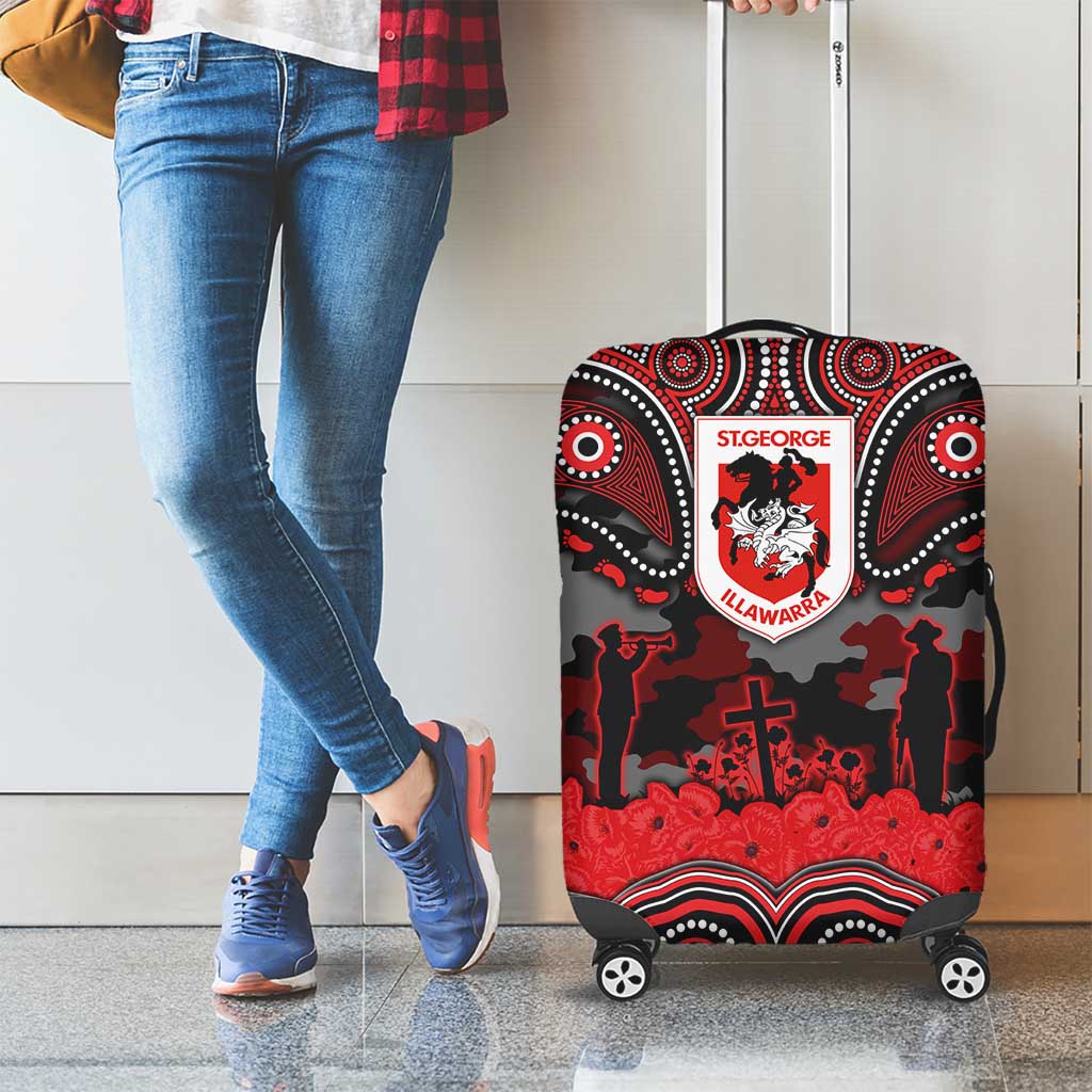 ANZAC Day St George Illawarra Dragons Luggage Cover Military Memorial Aboriginal Indigenous Art