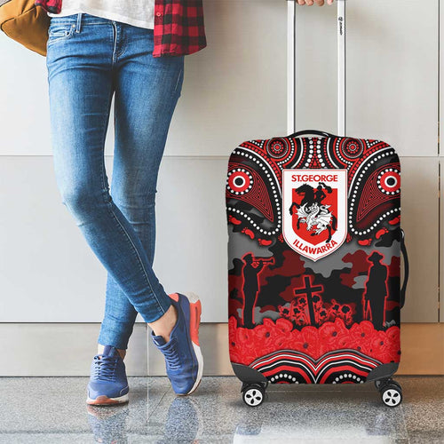 ANZAC Day St George Illawarra Dragons Luggage Cover Military Memorial Aboriginal Indigenous Art