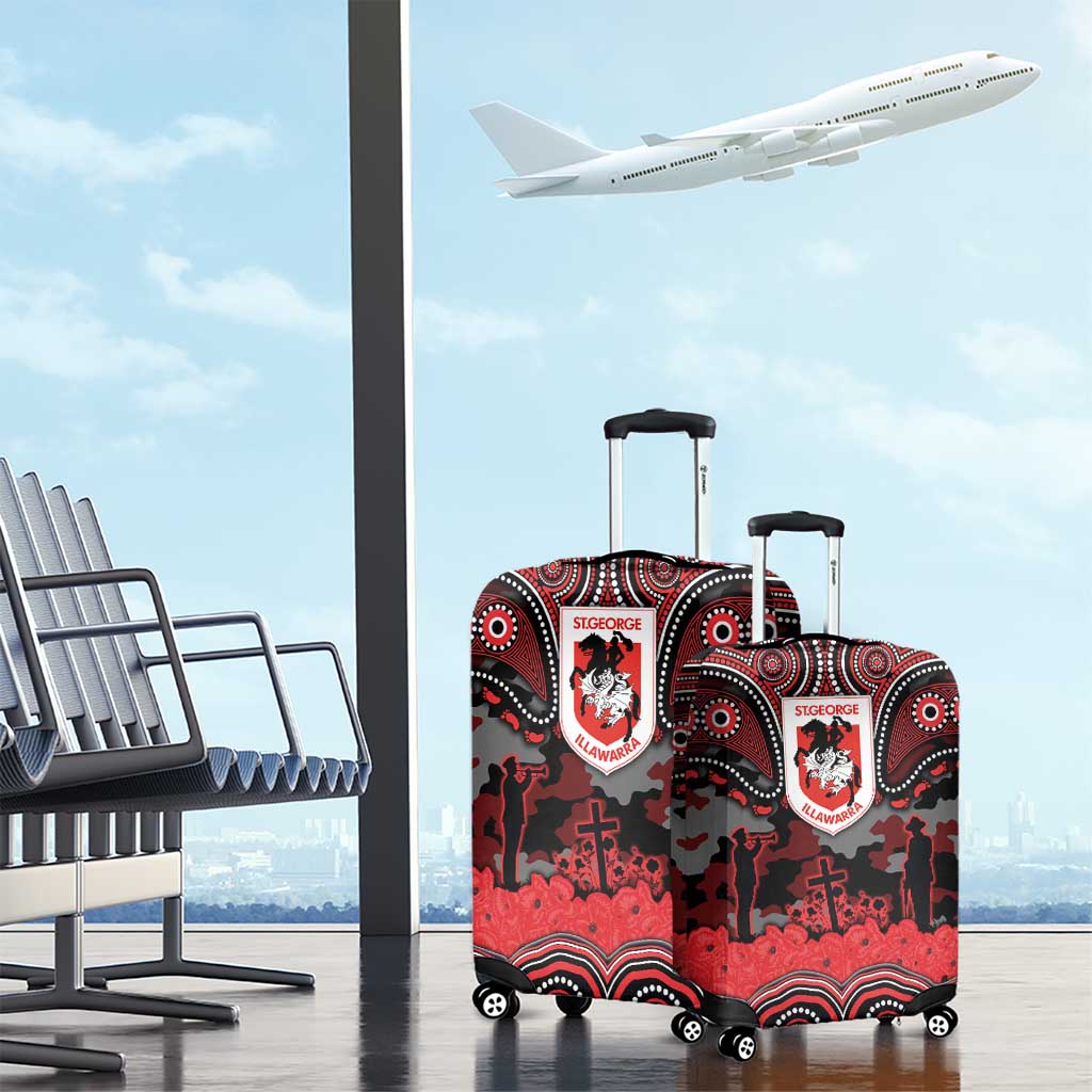 ANZAC Day St George Illawarra Dragons Luggage Cover Military Memorial Aboriginal Indigenous Art