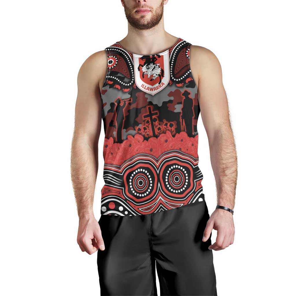 ANZAC Day St George Illawarra Dragons Men Tank Top Military Memorial Aboriginal Indigenous Art