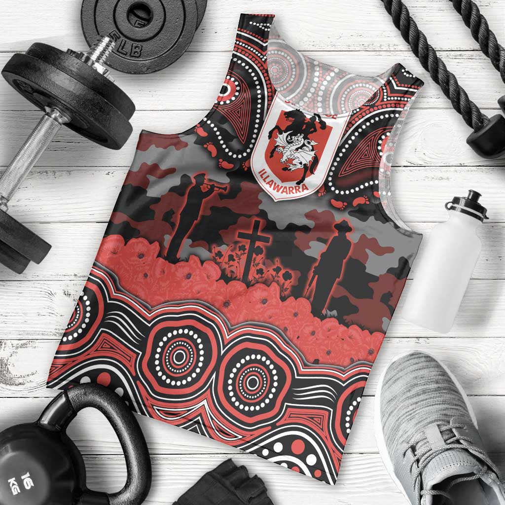 ANZAC Day St George Illawarra Dragons Men Tank Top Military Memorial Aboriginal Indigenous Art