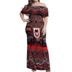 ANZAC Day St George Illawarra Dragons Off Shoulder Maxi Dress Military Memorial Aboriginal Indigenous Art