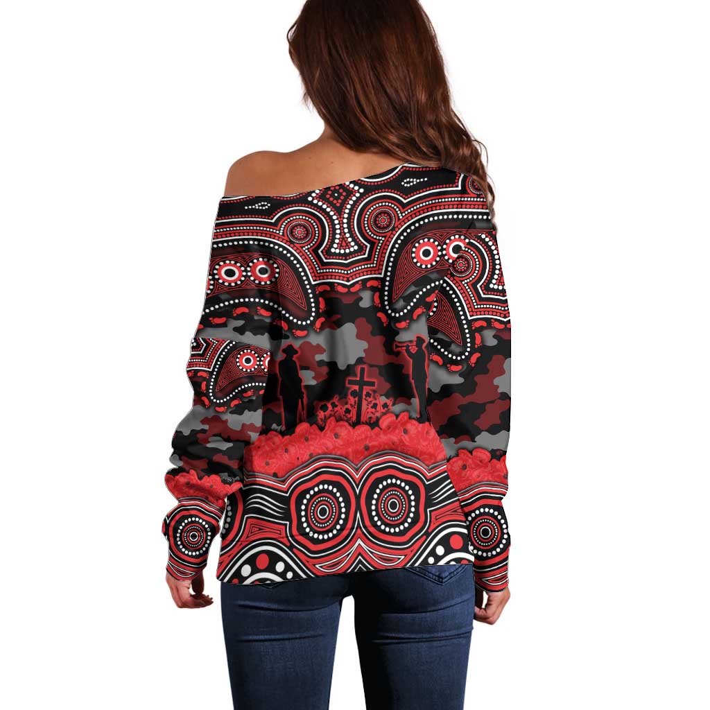 ANZAC Day St George Illawarra Dragons Off Shoulder Sweater Military Memorial Aboriginal Indigenous Art