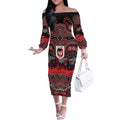ANZAC Day St George Illawarra Dragons Off The Shoulder Long Sleeve Dress Military Memorial Aboriginal Indigenous Art