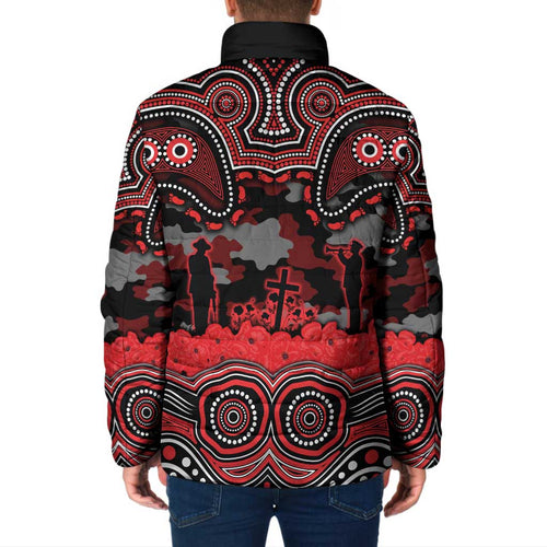 ANZAC Day St George Illawarra Dragons Padded Jacket Military Memorial Aboriginal Indigenous Art
