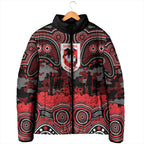 ANZAC Day St George Illawarra Dragons Padded Jacket Military Memorial Aboriginal Indigenous Art