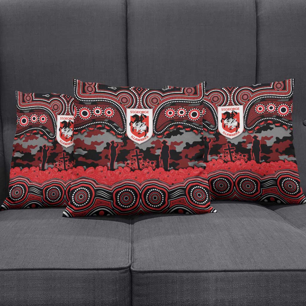 ANZAC Day St George Illawarra Dragons Pillow Cover Military Memorial Aboriginal Indigenous Art